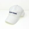 White Baseball Cap-Navy Logo - Image 3